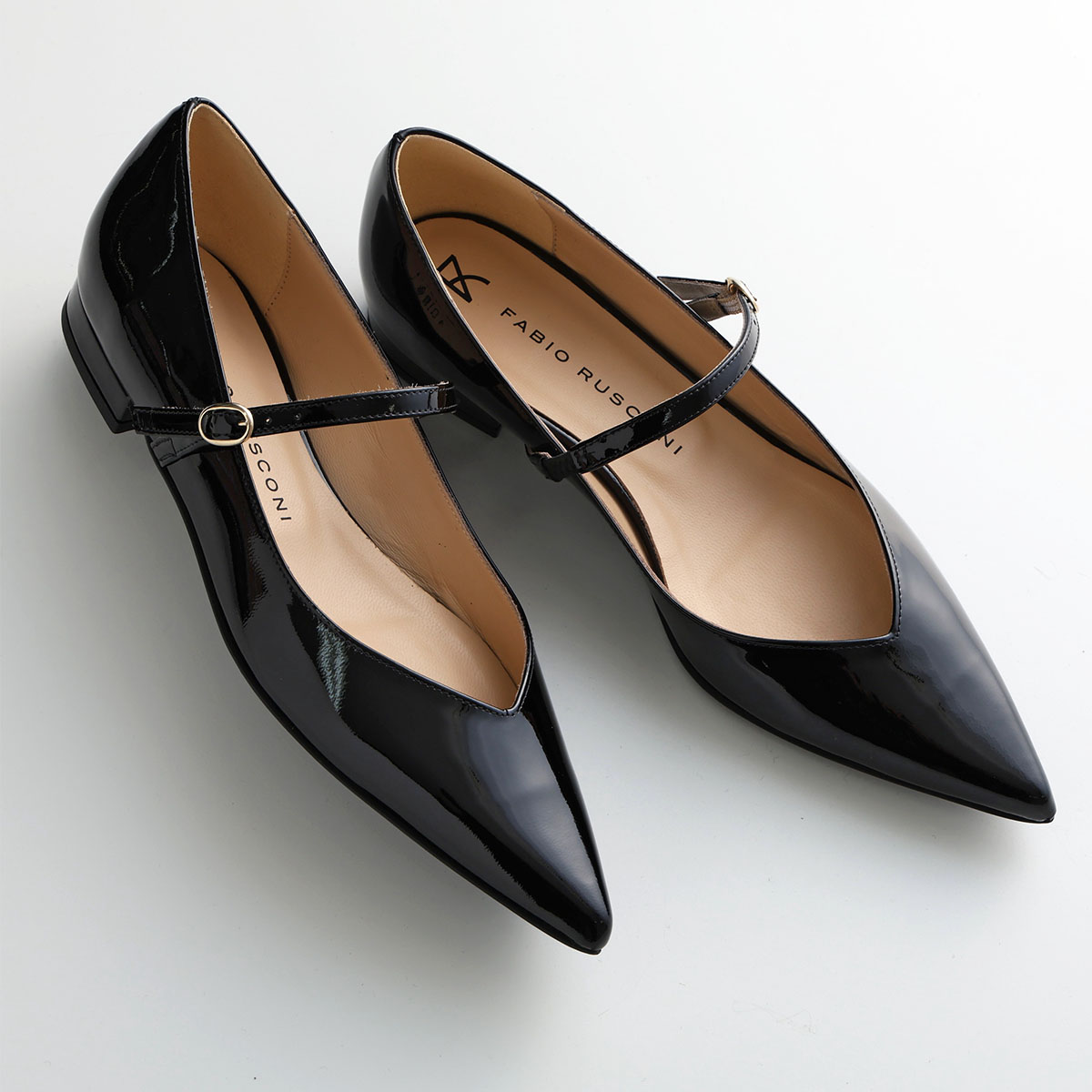 美品【FABIO RUSCONI】黒ストラップミュール 35 1/2 FABIO RUSCONI ファビオルスコーニ ストラップミュールサンダル