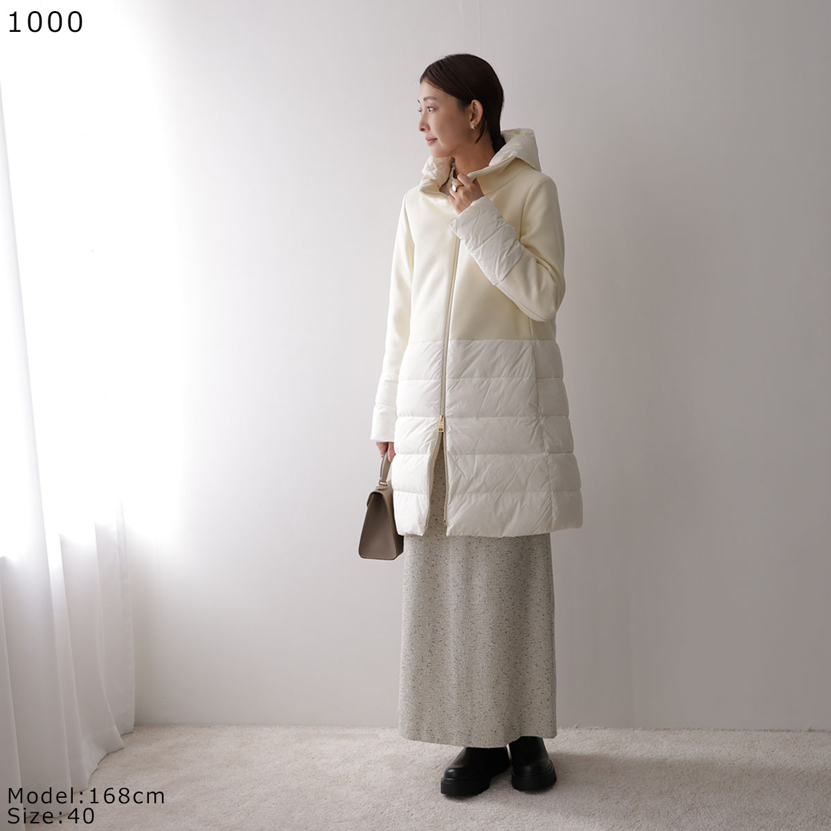 【最大2万円OFFクーポン対象・9/30～10/1限定】HERNO ヘルノ ダウンコート PI002118D 33344 レディース ウール切替 セミロング フード付 カラー3色