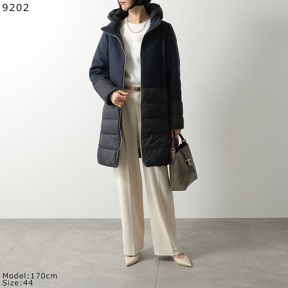 【最大2万円OFFクーポン対象・9/30～10/1限定】HERNO ヘルノ ダウンコート PI002118D 33344 レディース ウール切替 セミロング フード付 カラー3色