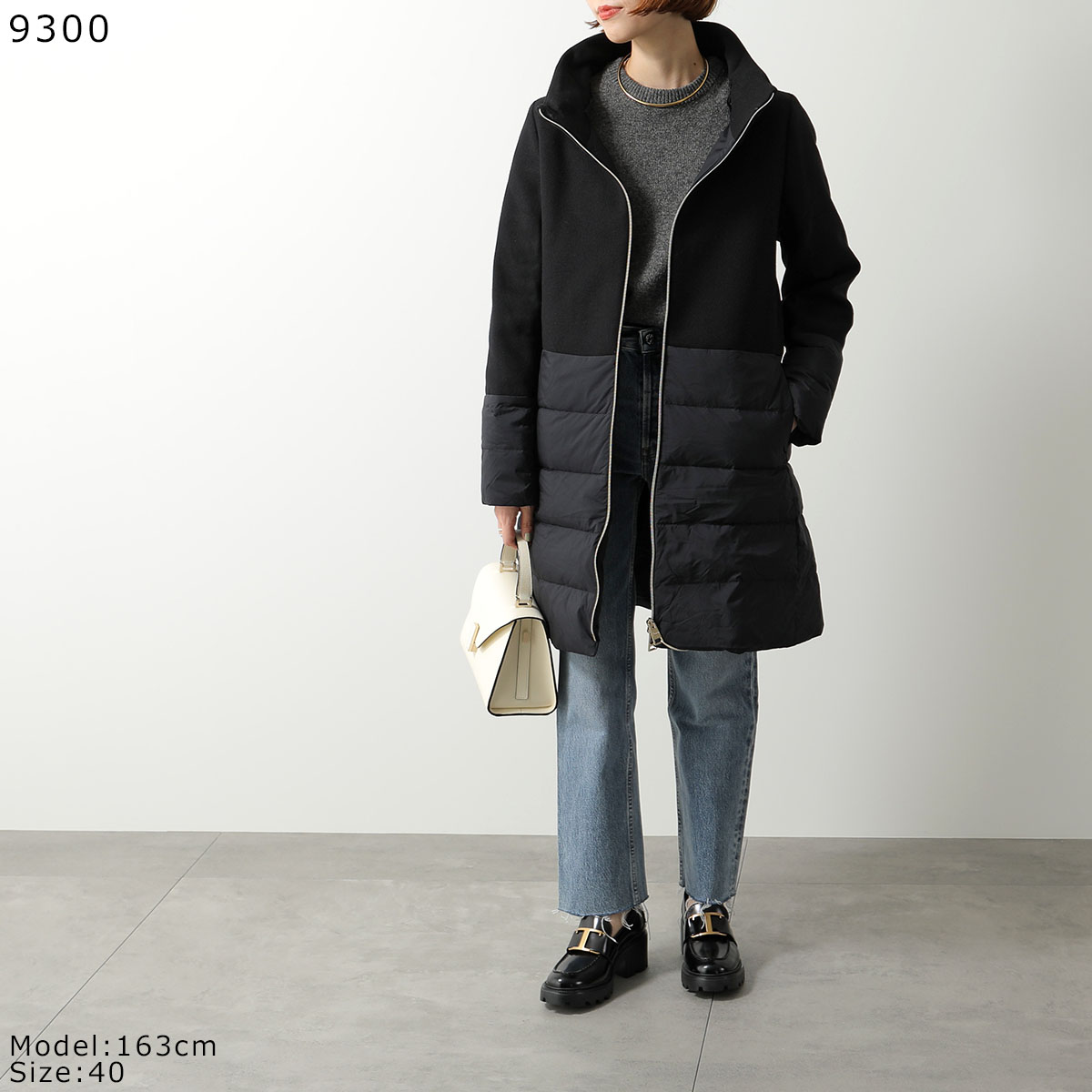 【最大2万円OFFクーポン対象・9/30～10/1限定】HERNO ヘルノ ダウンコート PI002118D 33344 レディース ウール切替 セミロング フード付 カラー3色