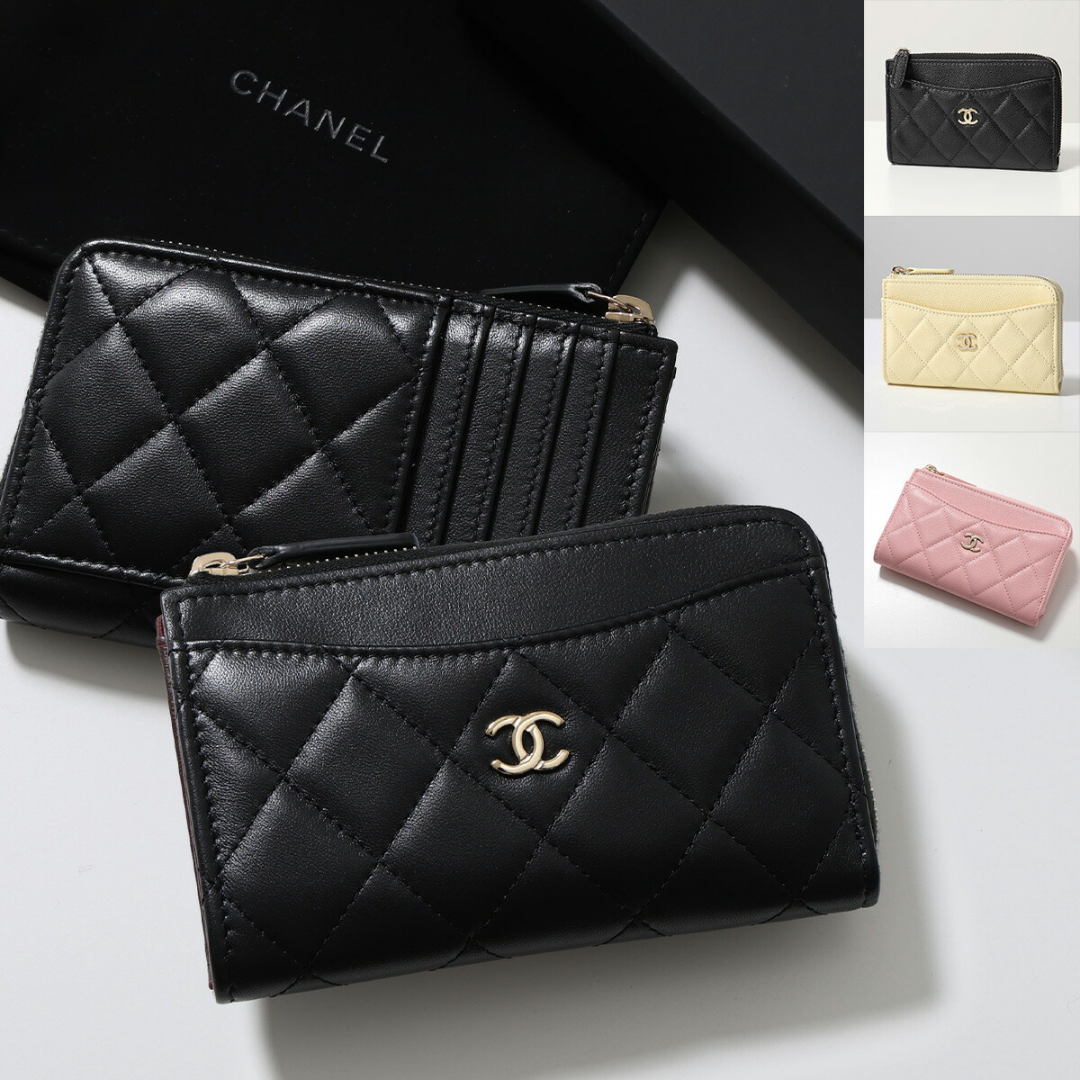 Minami  CHANEL ブラック レザー コインパース 楽天市場】CHANEL シャネル 黒 ブラック ゴールド金具 ジッピー