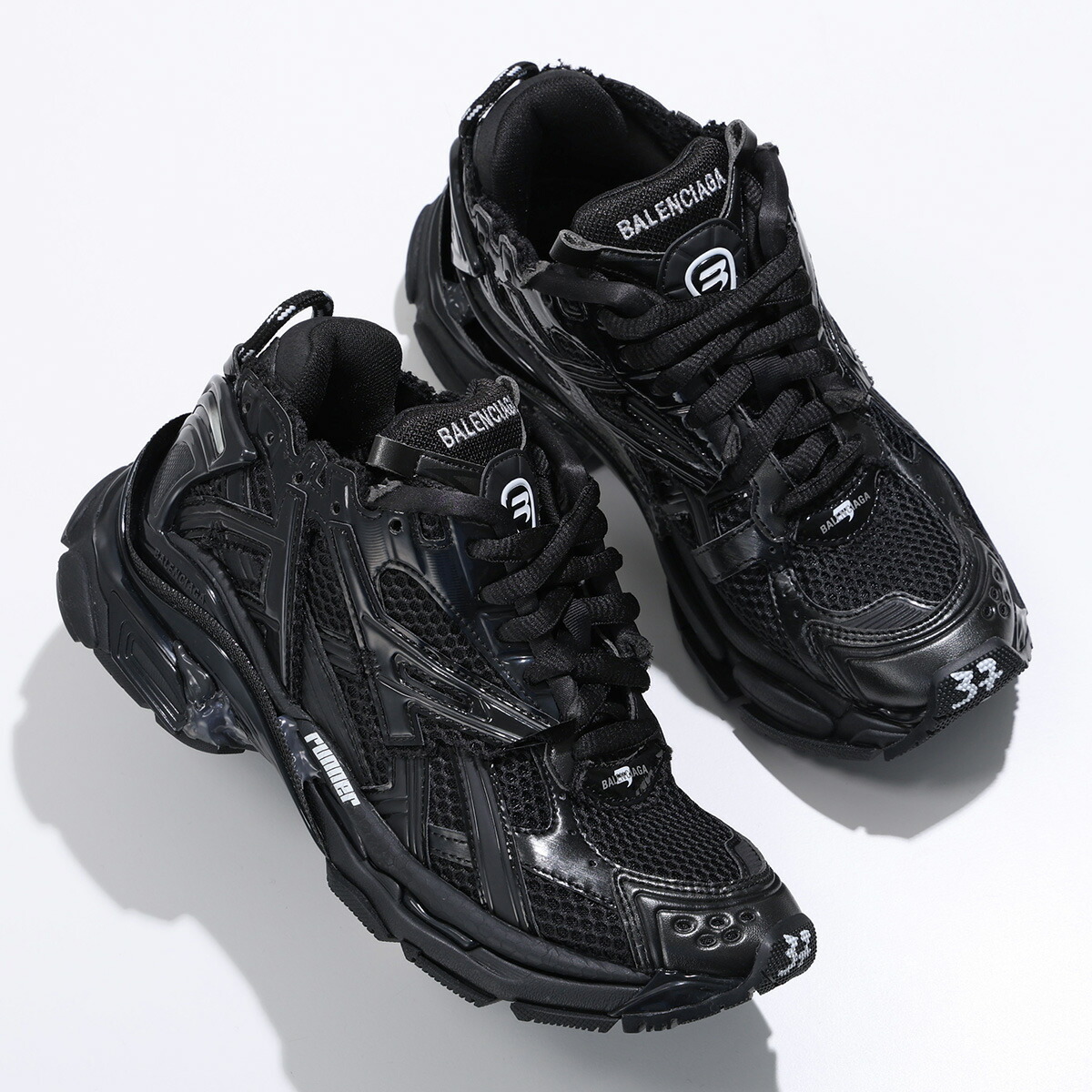 BALENCIAGA バレンシアガ スニーカー Runner ランナー 677402 W3RB1 レディース ローカット メッシュ ロゴ シューズ 靴 1000/BLACK画像