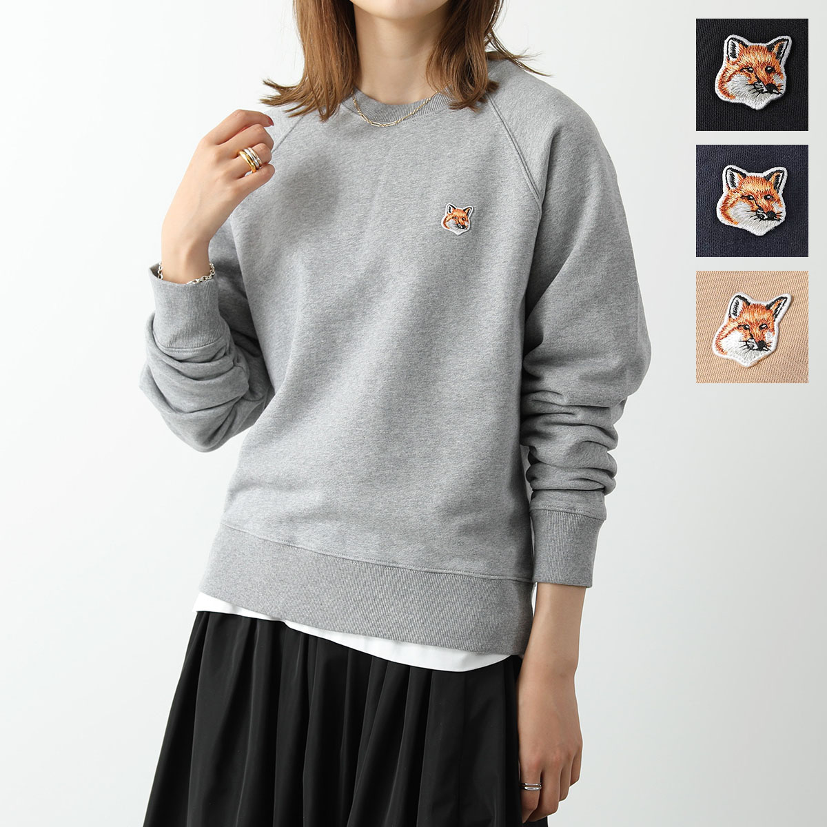 MAISON KITSUNE メゾンキツネ スウェットシャツ FOX HEAD ナチュラル フォックスヘッド レギュラー ラグラン AW00303KM0001 レディース クルーネック 長袖 トレーナー カラー4色【dc_kikaku】|インポートセレクトmusee