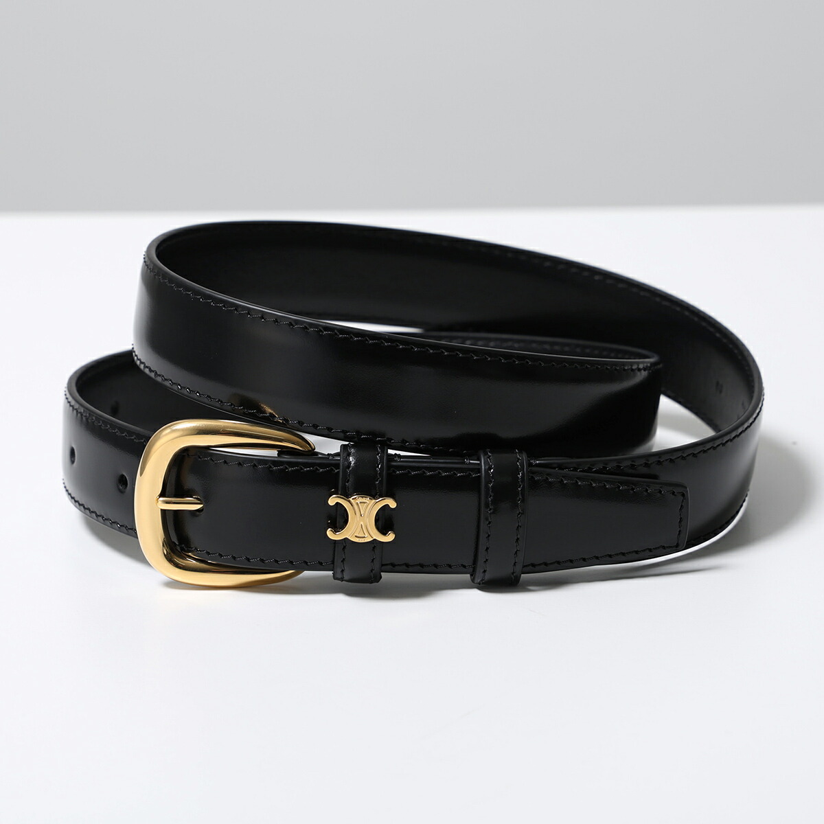 超大人気☆CELINE レザー ベルト 100cm CELINE(セリーヌ) ダブルリングレザーベルト ブラック サイズ 80