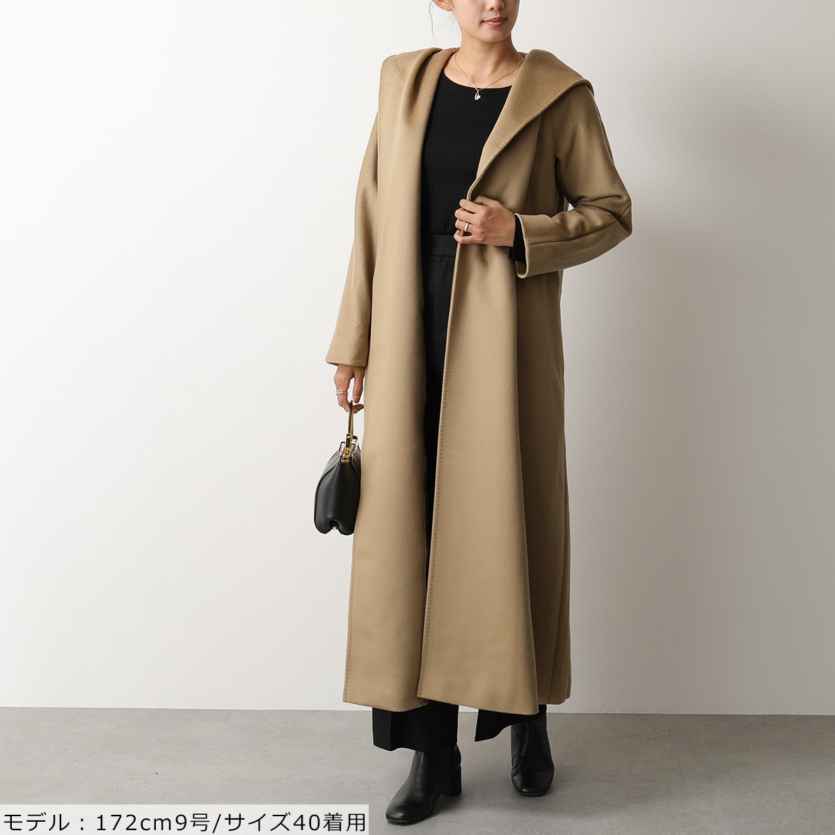 正本 ´S Max Mara エス マックスマーラ NINA ブラックウールコート40