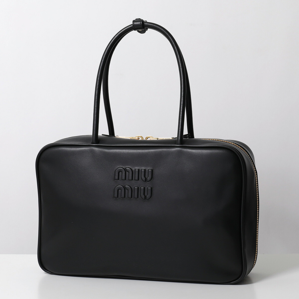 MIUMIU ミュウミュウ ボストンバッグ ボー バッグ 5BB117 2CRW レディース レザー ハンドバッグ トートバッグ ロゴ 鞄 F0002/NERO