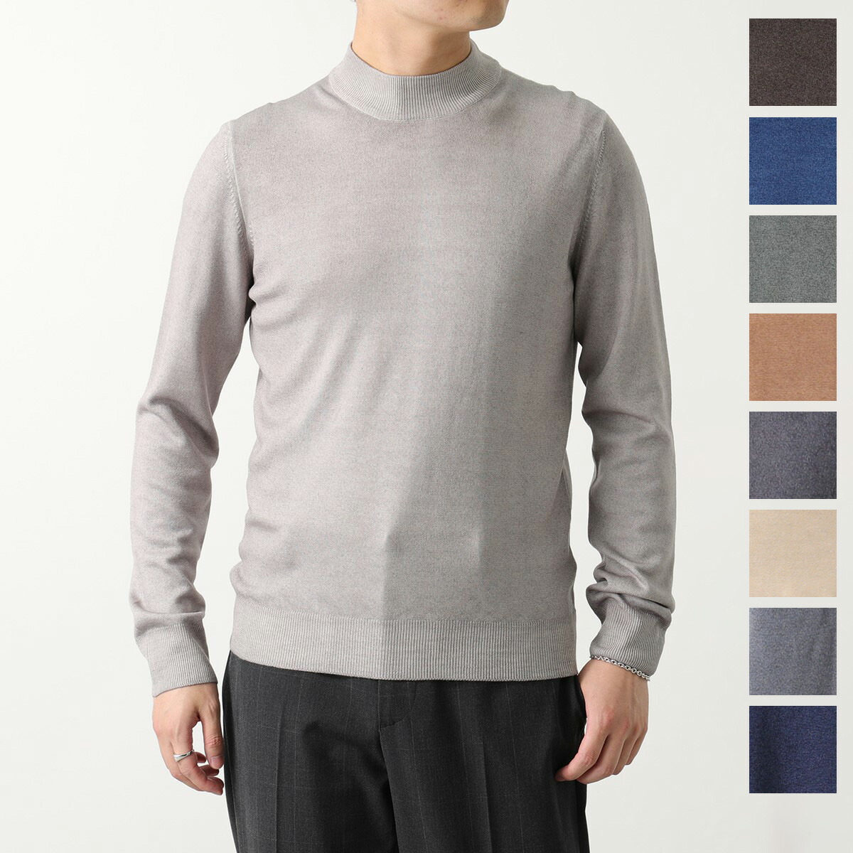 グランサッソ　GRAN SASSO モックネックニット グレー　52 Gran Sasso グランサッソ モックネック ニット/LUPPETTO M/L