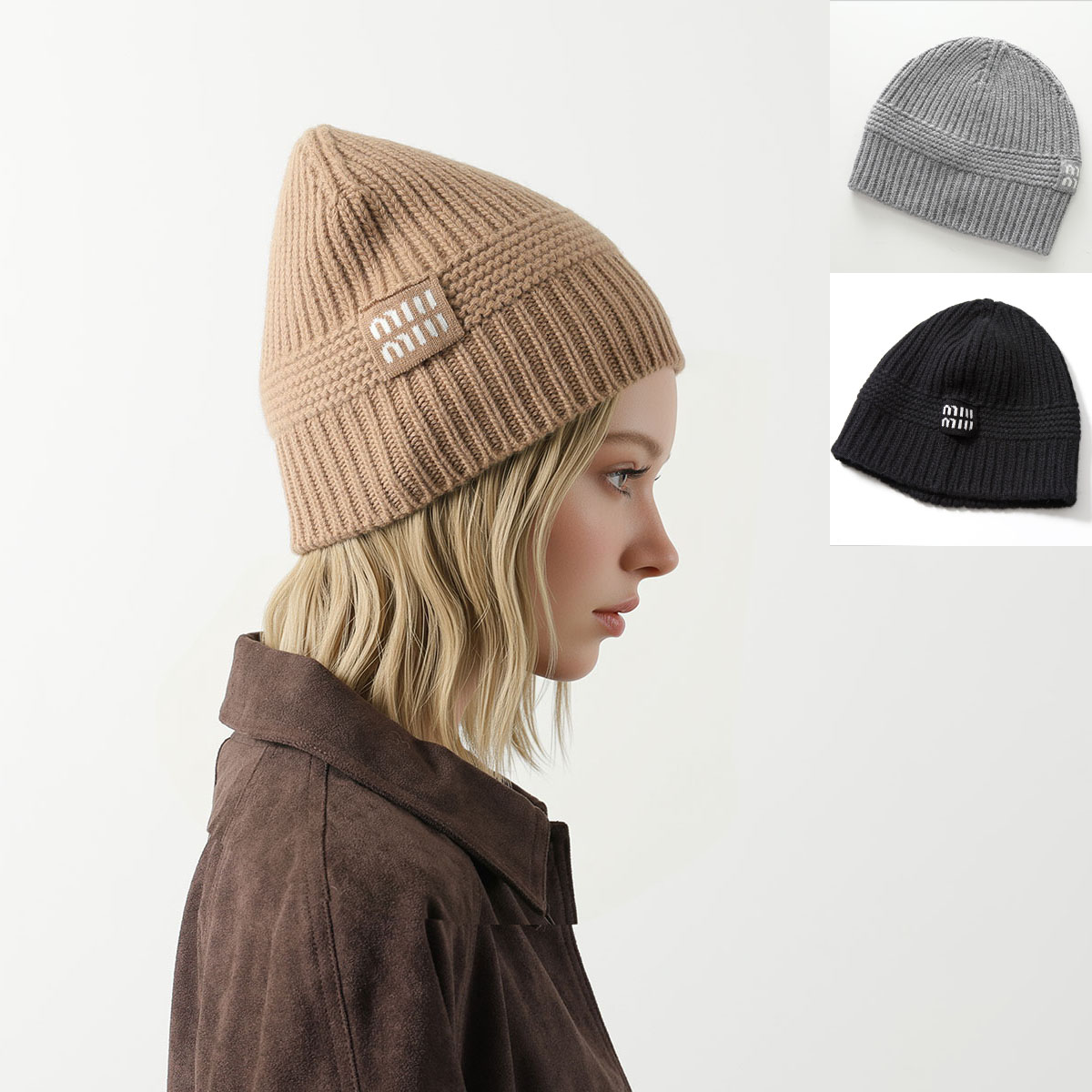 楽天市場】MIU MIU ミュウミュウ 帽子 アルパカ ビーニー ニット帽