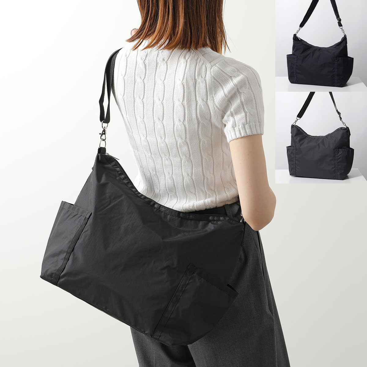 LeSportsac レスポートサック ショルダーバッグ ZIP BUCKET SHOULDER 2902 レディース ナイロン トートバッグ 鞄 R086/RECYCLED-BLACK