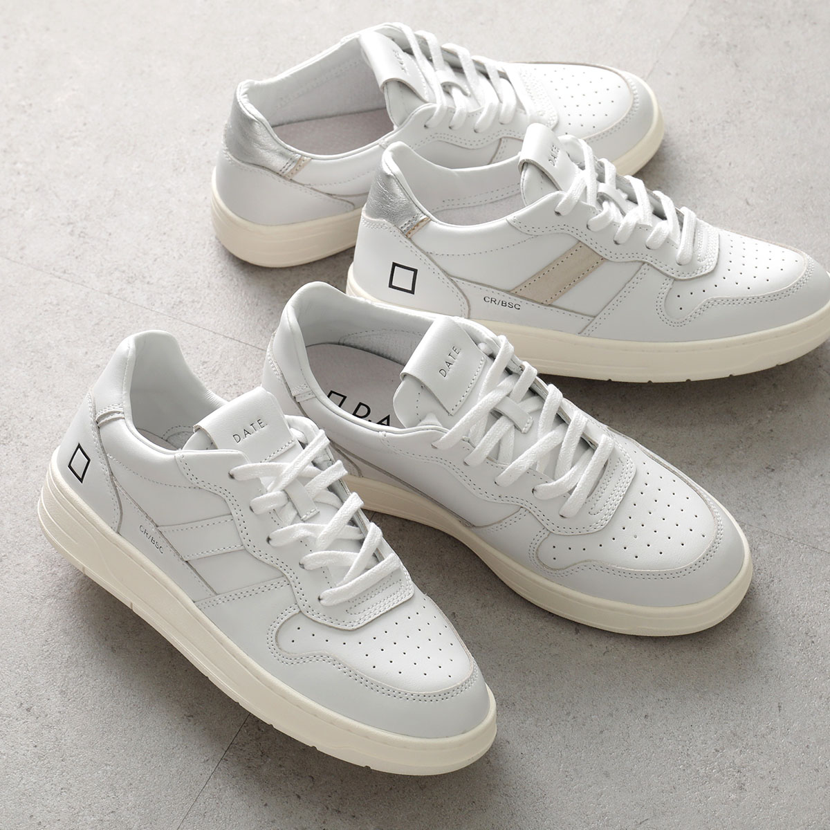 D.A.T.E. デイト スニーカー COURT 2.0 BASIC コート レディース レザー ローカット厚底 ロゴ 靴 WHITE