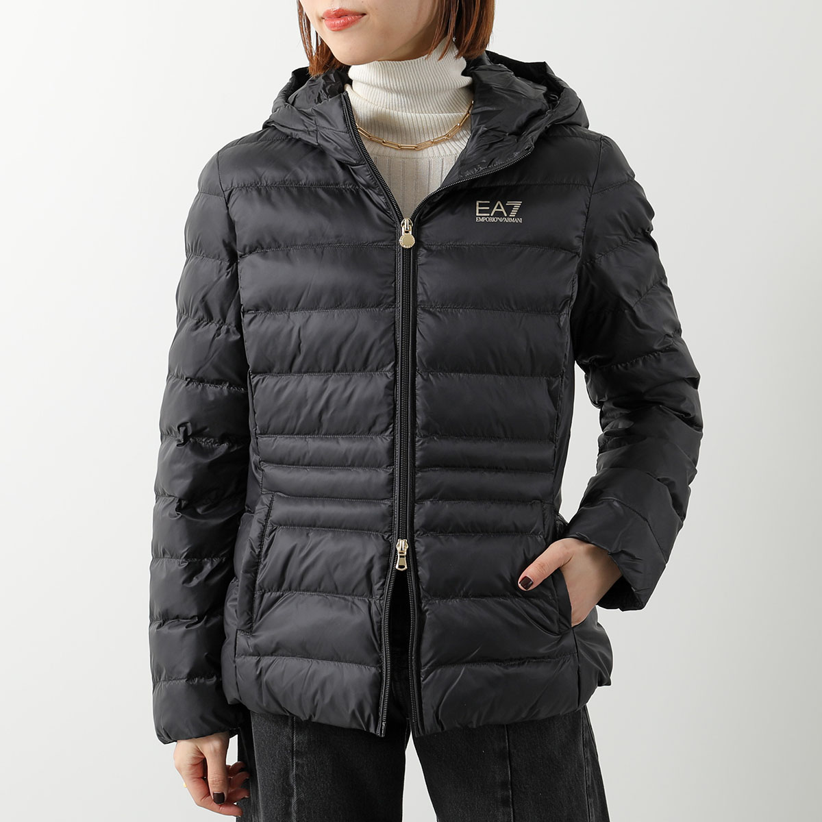 EA7 EMPORIO ARMANI エアセッテ エンポリオアルマーニ 中綿ジャケット 7W000684 AF12475 レディース ボンバージャケット パデット フーディー UC001|インポートセレクトmusee