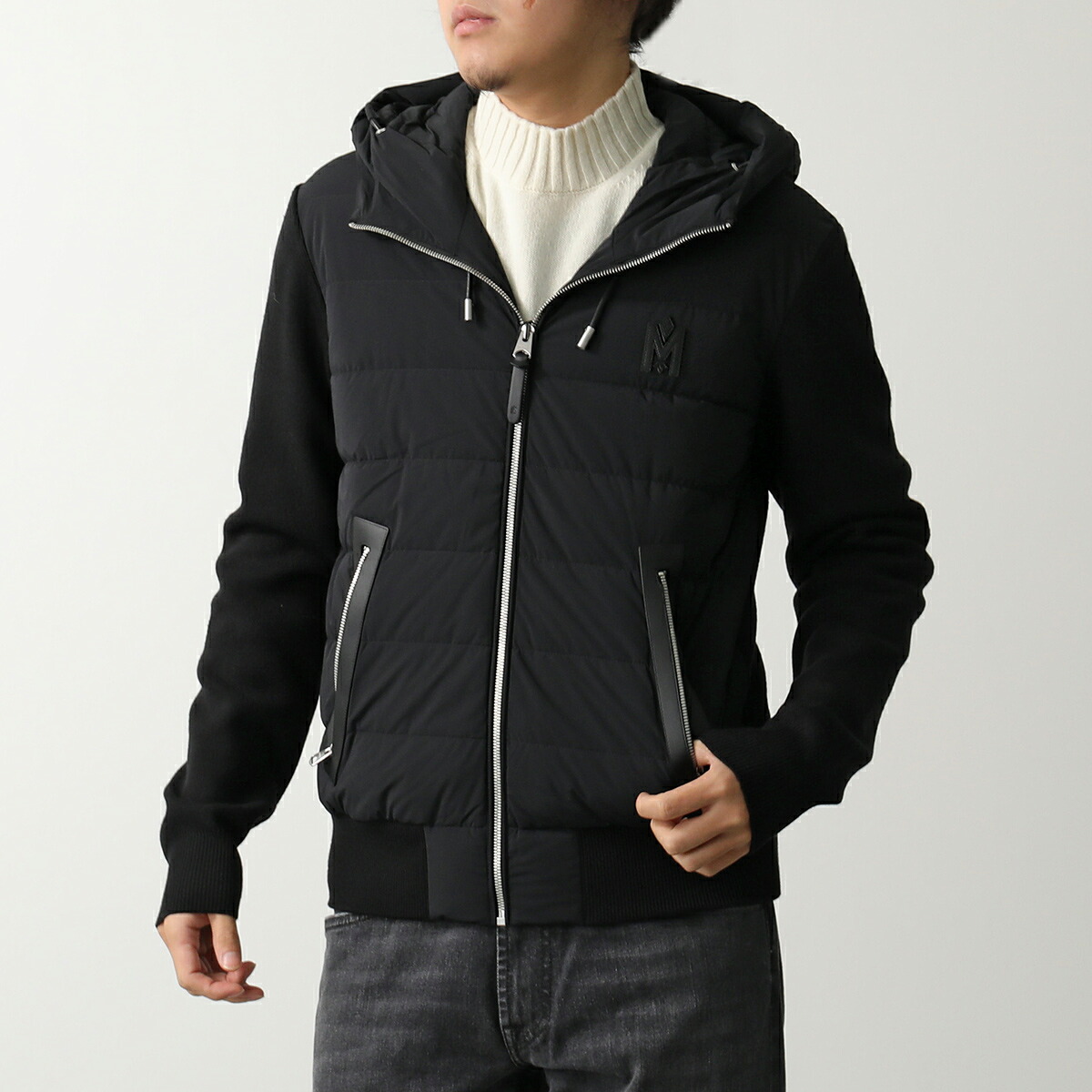 MACKAGE マッカージュ ダウンパーカー ANDREW-Z アンドリュー メンズ ニット ブルゾン ナイロン フーディ ライトダウン Black|インポートセレクトmusee
