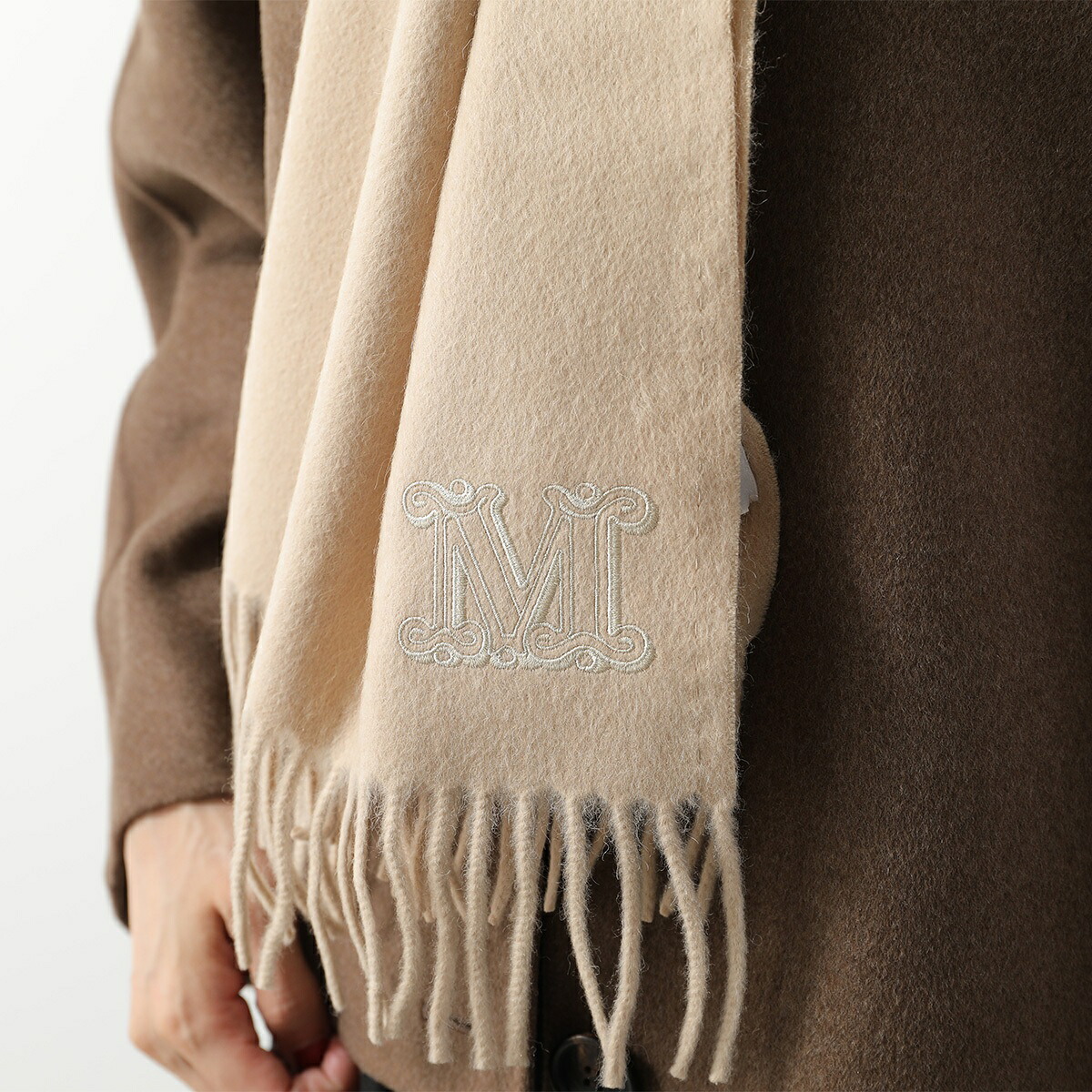 【最大2万円OFFクーポン対象・9/30～10/1限定】MAX MARA マックスマーラ マフラー WKCLARA クララ レディース フリンジ キャメル ロゴ刺繍 ストール カラー3色