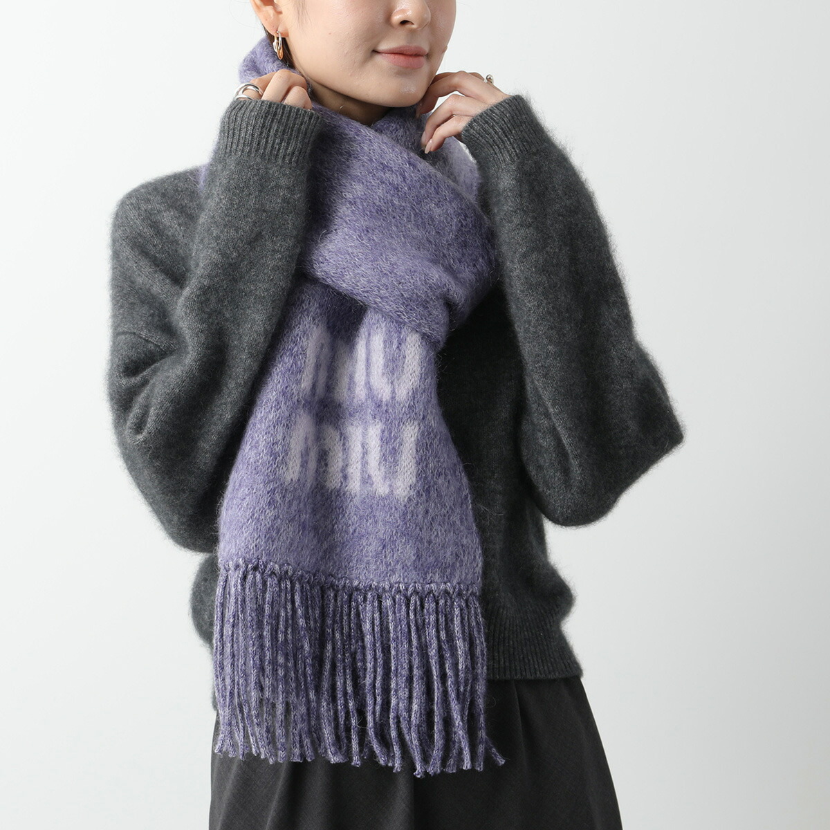 MIUMIU ミュウミュウ マフラー 5FS062 2CQD レディース モヘアブレンド