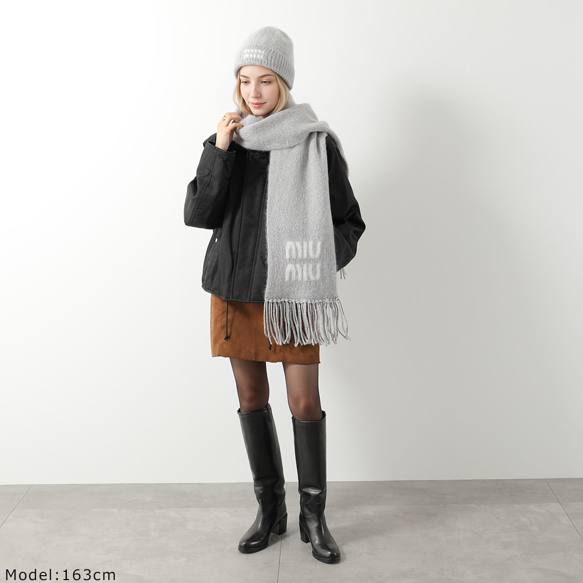 MIUMIU ミュウミュウ マフラー 5FS062 2CQD レディース モヘアブレンド