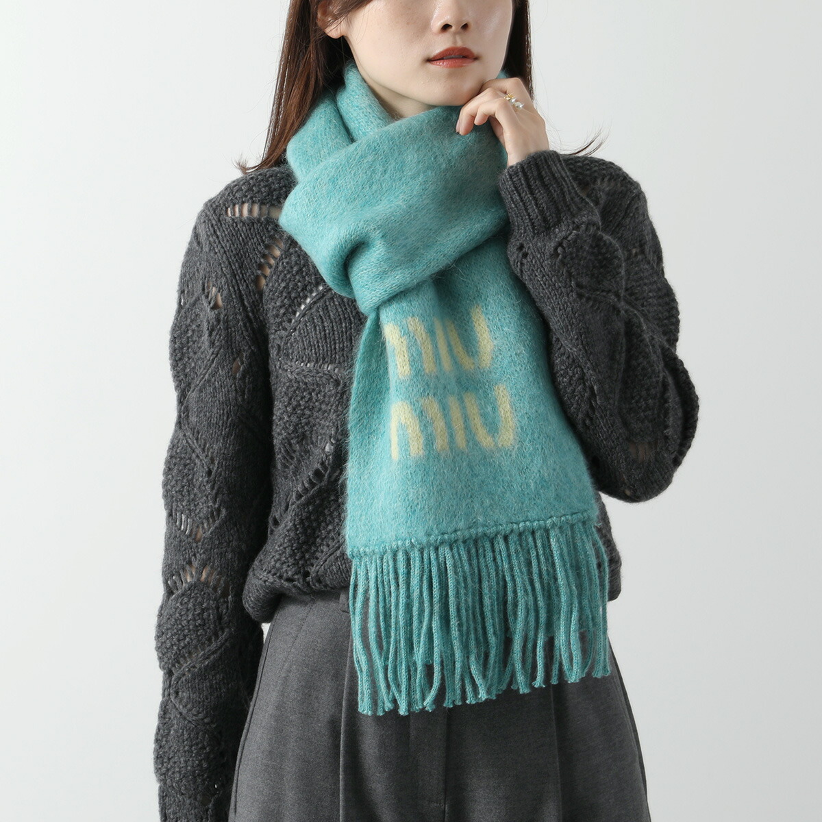 MIUMIU ミュウミュウ マフラー 5FS062 2CQD レディース モヘアブレンド