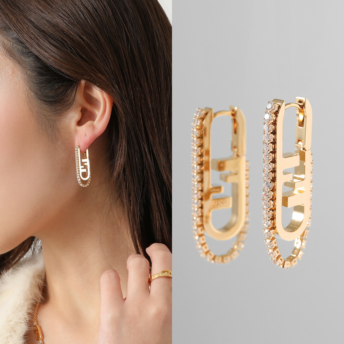 楽天市場】FENDI フェンディ ピアス F IS FENDI 8AH302 A44G