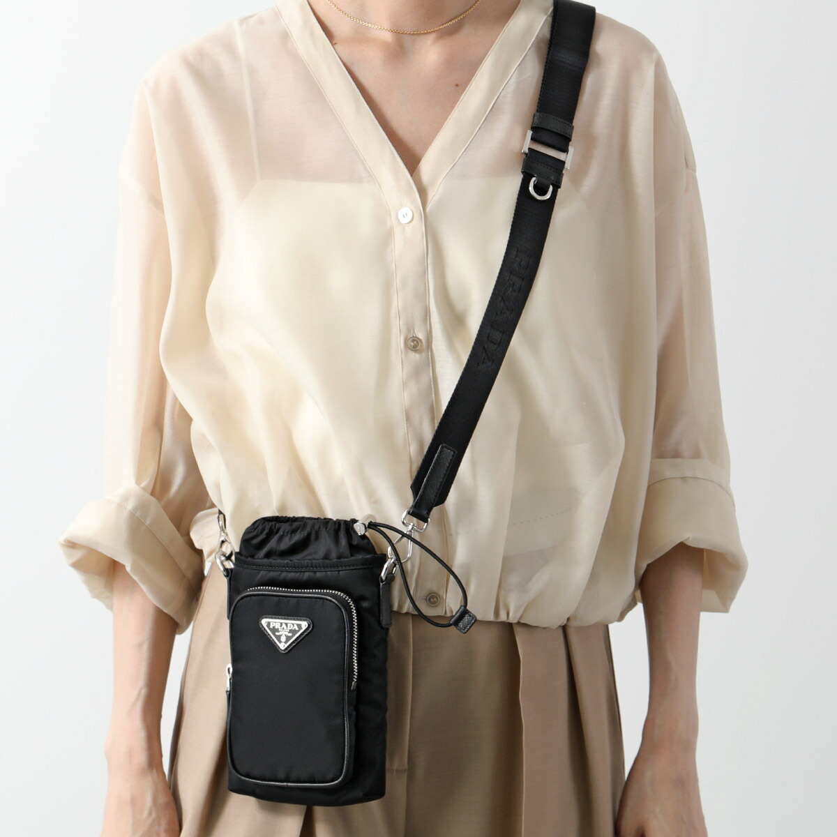 PRADA プラダ ショルダーバッグ 2ZH155 2DMI レディース ナイロン トライアングルロゴ クロスボディ 鞄 F0002/NERO