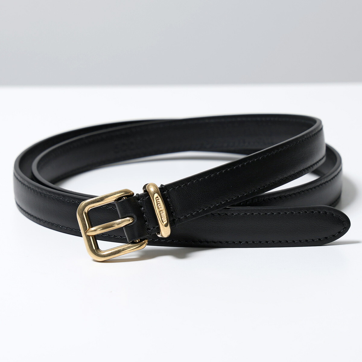 miumiu 黒 レザー ベルト Black Leather Belt | Miu Miu