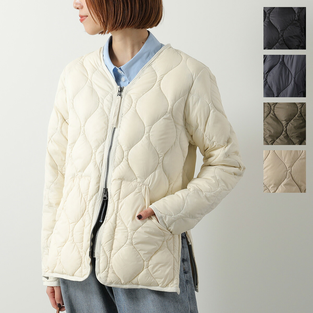 TAION タイオン ダウンジャケット MILITARY V NECK W-ZIP DOWN JKT ミリタリー Vネック 101ALSZML-1 レディース ブルゾン パッカブル仕様 収納ポーチ付き カラー5色｜インポートセレクトmusee