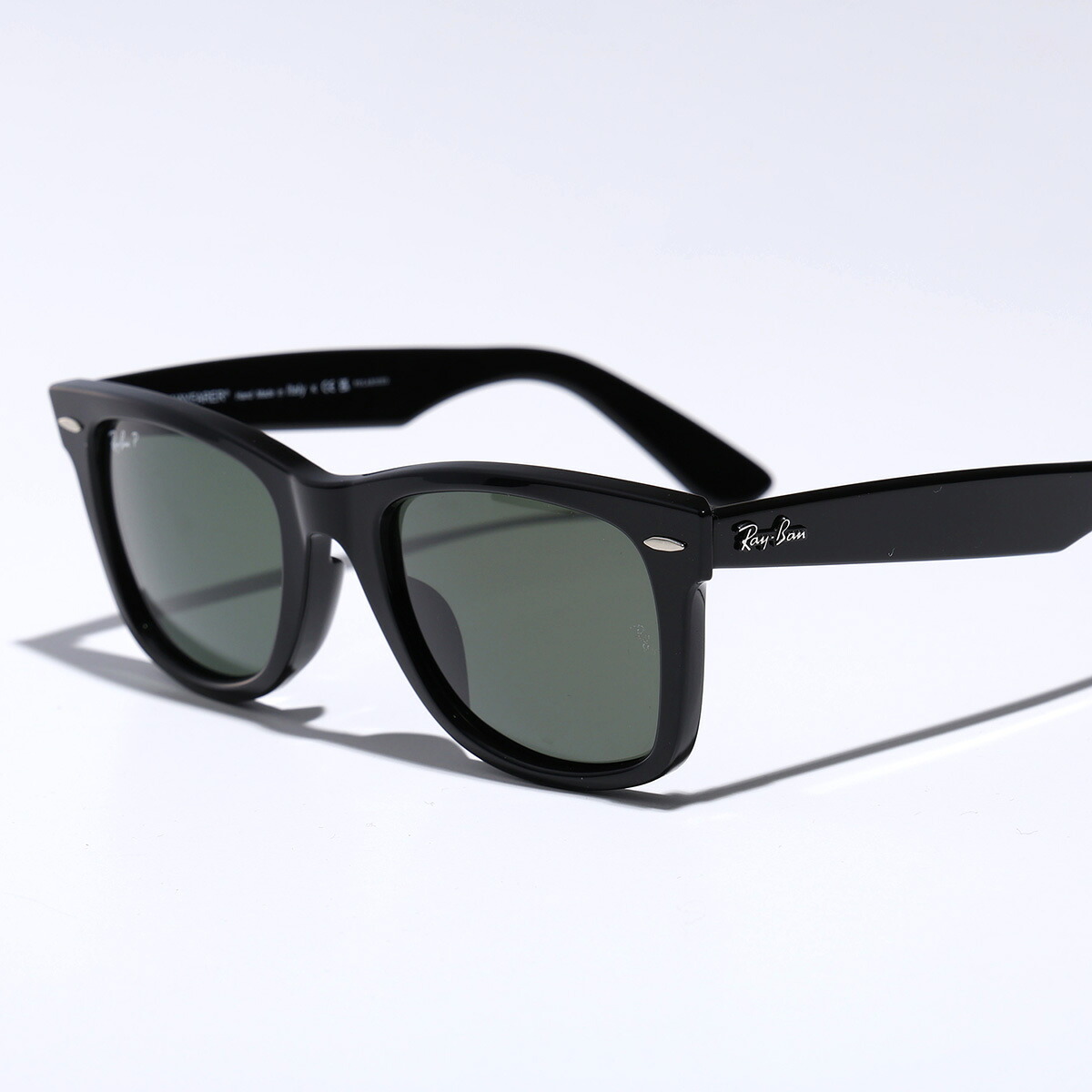 Ray-Ban レイバン サングラス ORIGINAL WAYFARER CLASSIC オリジナル ウェイファーラー クラシック RB2140-F メンズ レディース 偏光レンズ ウェリントン型 セルフレーム メタルロゴ ローブリッジフィット 901/58/BLACK/GREEN【dc_kikaku】｜インポートセレクトmusee