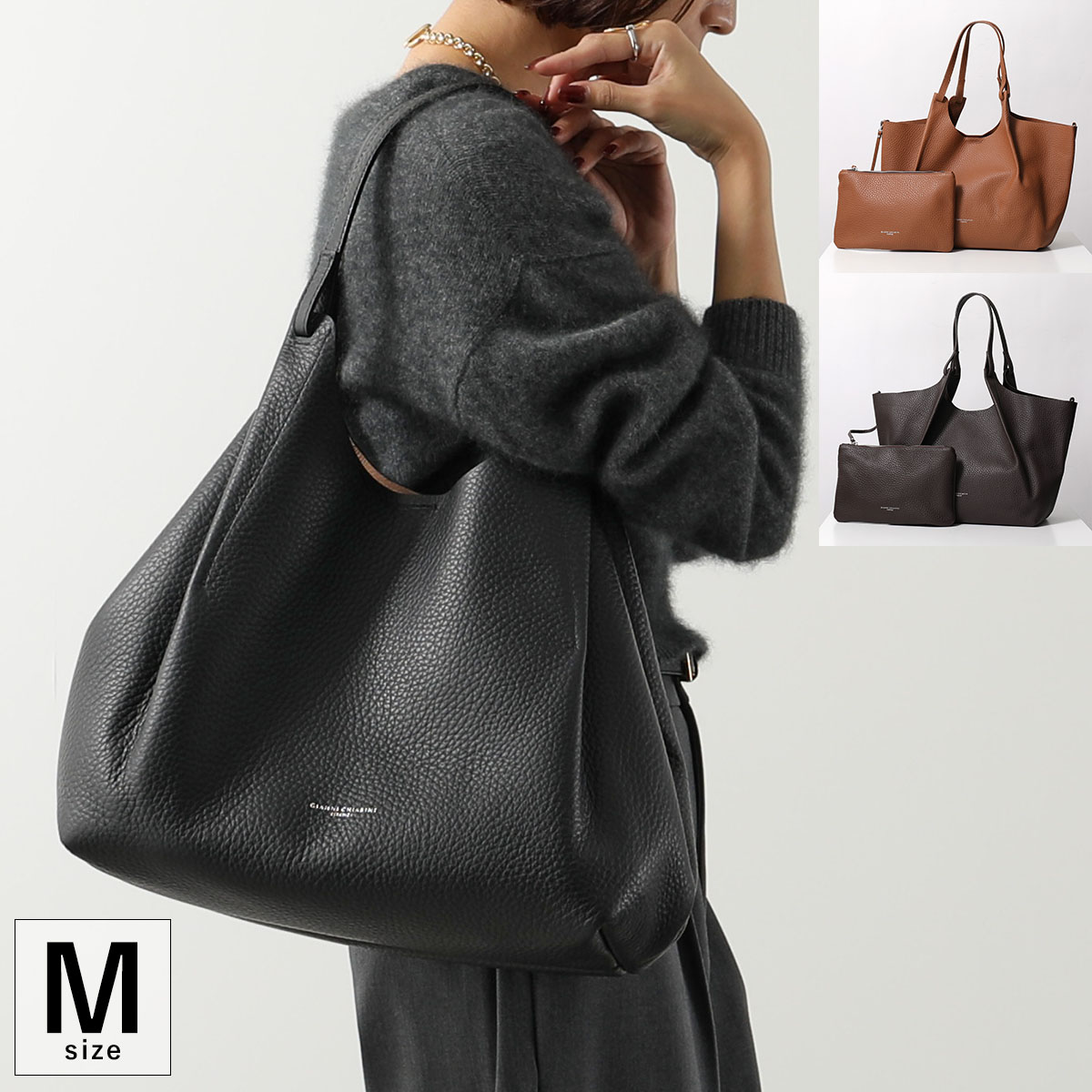 GIANNI CHIARINI ジャンニキアリーニ トートバッグ DUA M BS 9720 RNGDBL レディース レザー 2WAY ポーチ付き 鞄 カラー5色