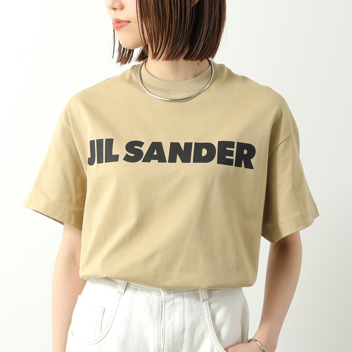 JIL SANDER ジルサンダー Tシャツ J02GC0140 J20348 レディース 半袖 カットソー ロゴT コットン クルーネック 273/BEIGE J02GC0140J20348273