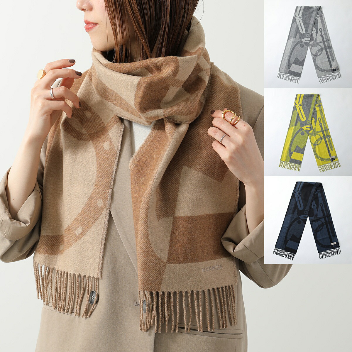 楽天市場】HERMES エルメス マフラー 140×30 ラブストーリー H254043S