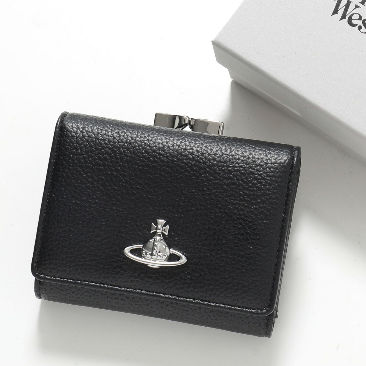 Vivienne Westwood ヴィヴィアンウエストウッド 三つ折り財布 SMALL FRAME WALLET スモール フレーム 5115002MW S000D レディース ヴィーガンレザー ミニ財布 N403/BLACK｜インポートセレクトmusee