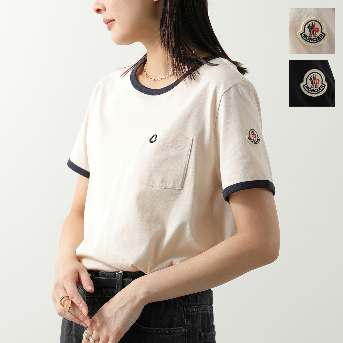 MONCLER モンクレール Tシャツ 8C00019 89AUO レディース コットン クルーネック 半袖 刺繍ロゴ カラー2色【dc_kikaku】｜インポートセレクトmusee