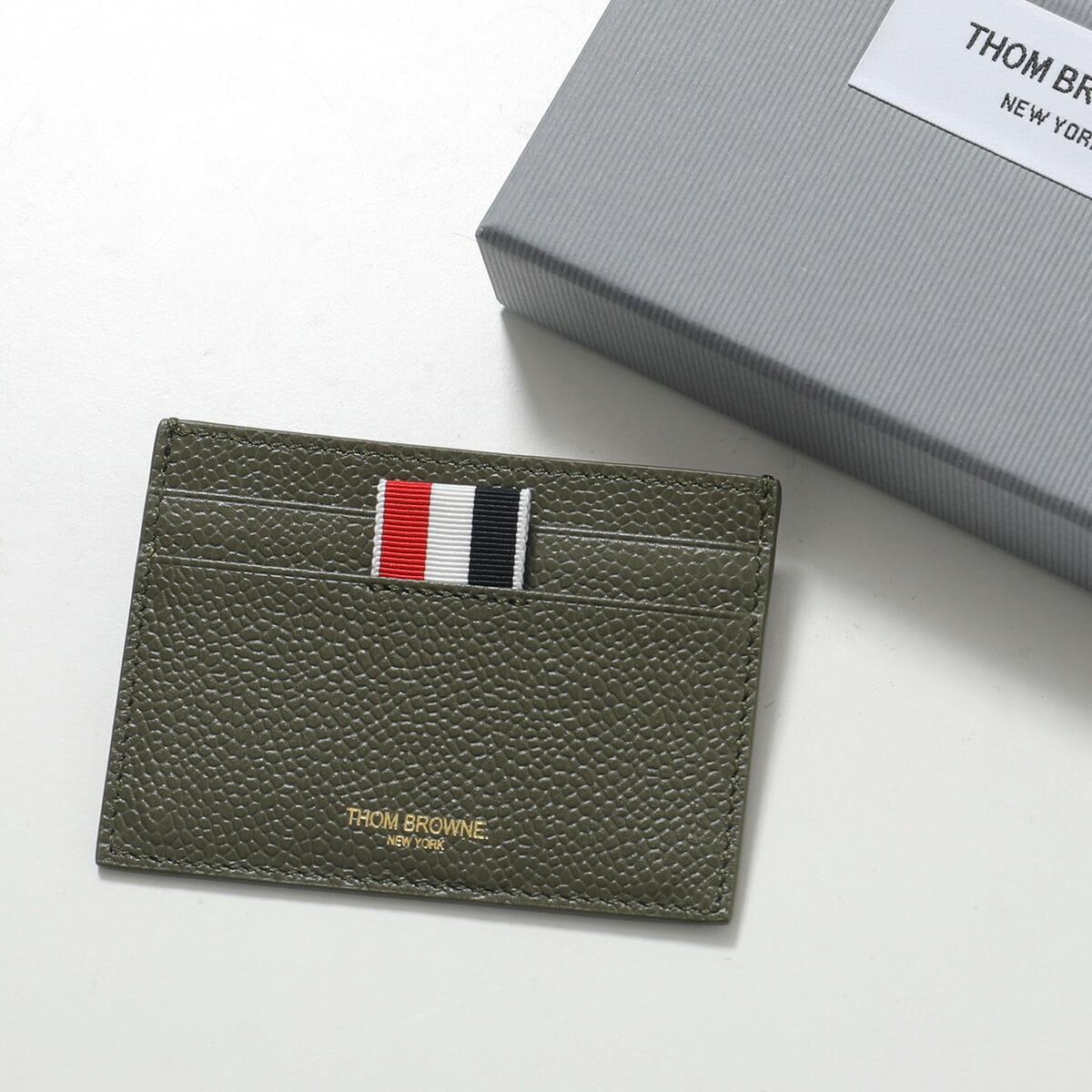 THOM BROWNE トムブラウン カードケース MAW020L 00198 メンズ レザー パスケース 定期入れ カードホルダー ミニ財布 カラー2色|インポートセレクトmusee