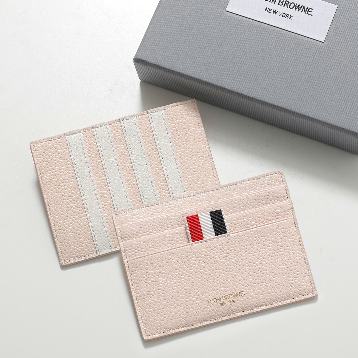 THOM BROWNE トムブラウン カードケース MAW220A 00198 レディース レザー ミニ財布 パスケース 定期入れ ストライプ 680/LT-PINK【dc_kikaku】｜インポートセレクトmusee