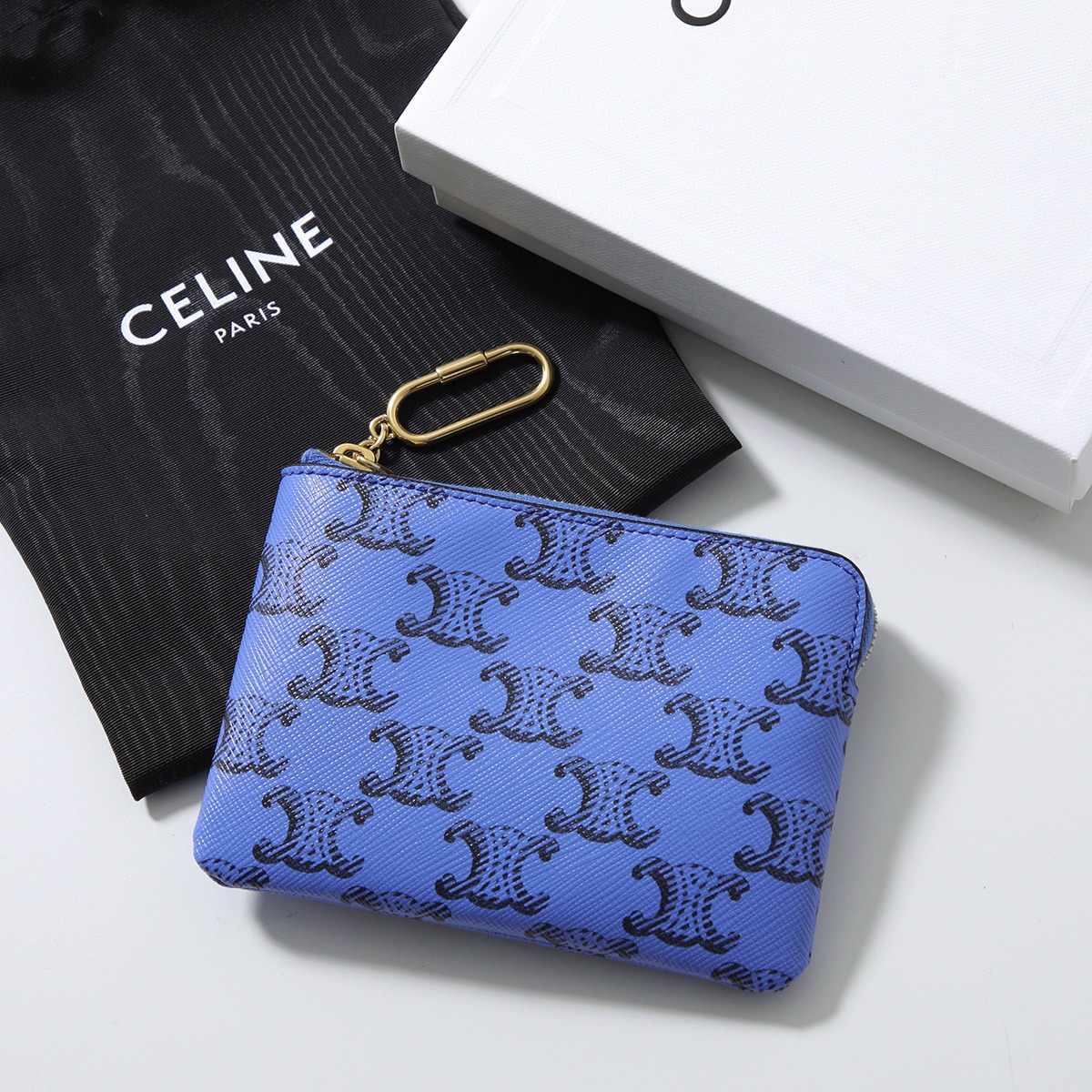 CELINE セリーヌ コインケース 10C662GWH.07AI メンズ レディーストリオンフキャンバス キーリング付き ミニ財布 カードケース BlueBlack｜インポートセレクトmusee