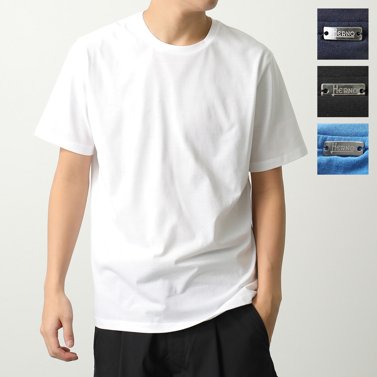HERNO ヘルノ 半袖 Tシャツ CREPE クレープジャージー JG000166U 52005 メンズ カットソー クルーネック ストレッチ コットン カラー4色 JG000166U520059300|インポートセレクトmusee