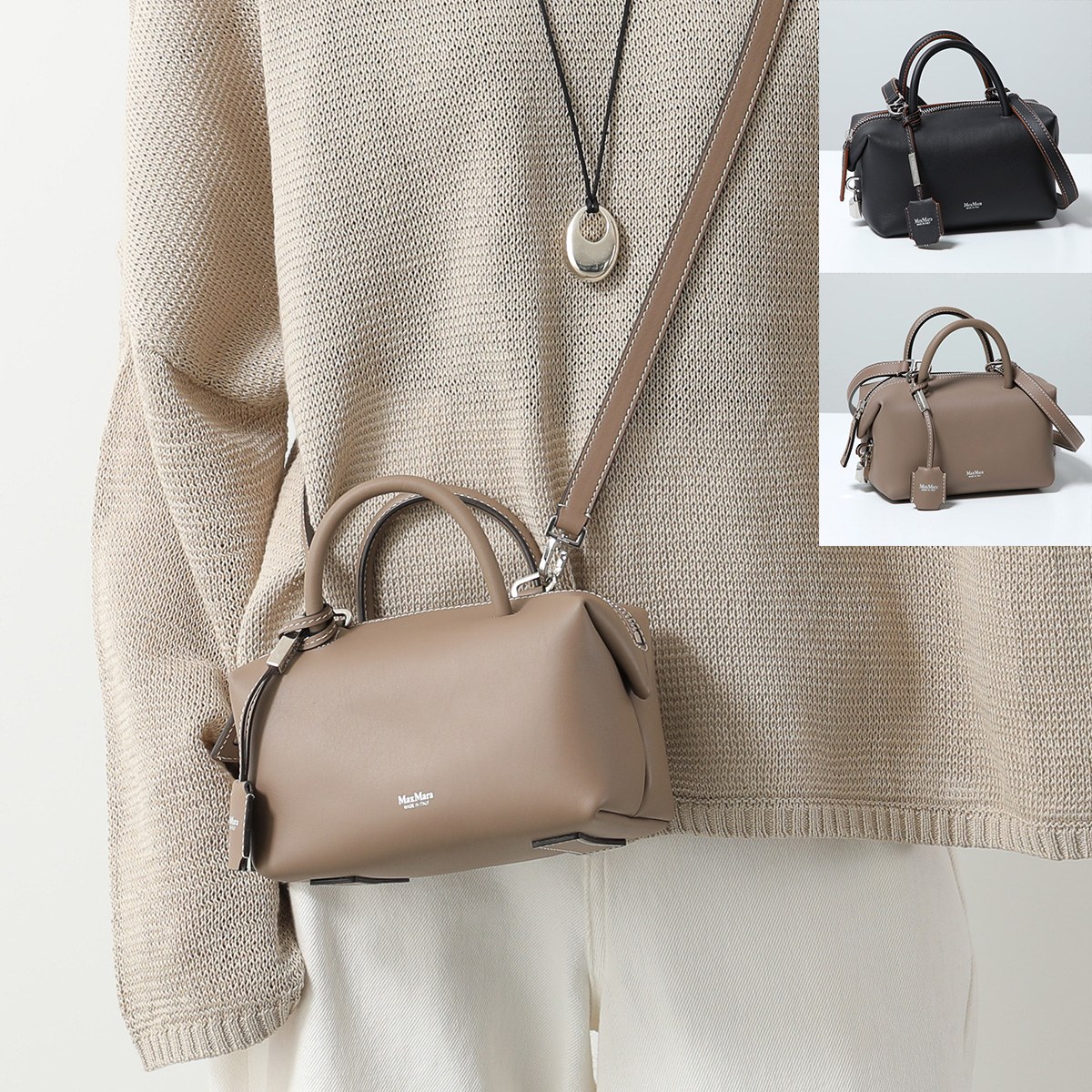 MAX MARA マックスマーラ ハンドバッグ HOLDALLS ホールドオール レディース カーフレザー ダブルハンドル スモールバッグ ロゴ カラー2色