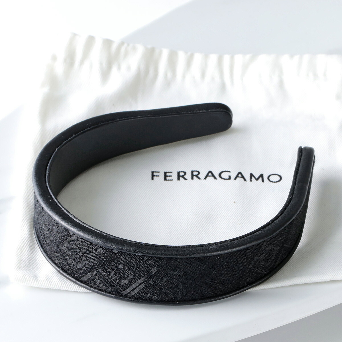 FERRAGAMO フェラガモ カチューシャ 34 0429 776410 レディース ガンチーニ ヘアアクセサリー ジャガード 001/BLACK｜インポートセレクトmusee 20,016円