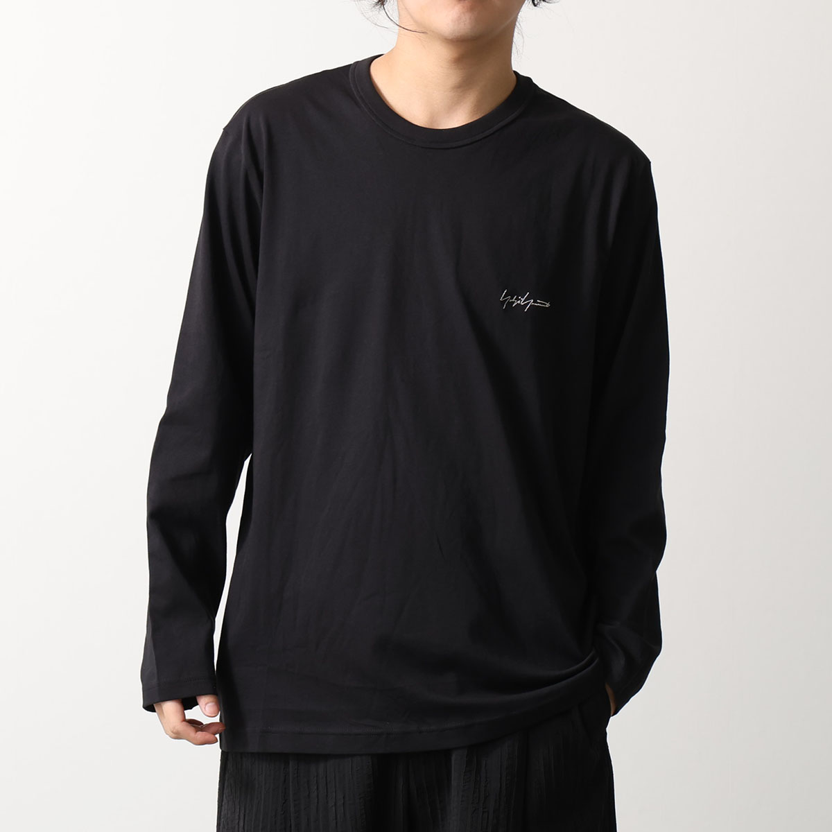 Y-3 KURO ワイスリー クロ Tシャツ KA9656 メンズ 長袖 カットソー コットン クルーネック ロンT ロゴ刺繍 BLACK｜インポートセレクトmusee