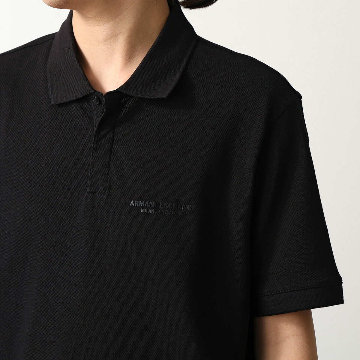 A/X ARMANI EXCHANGE アルマーニ エクスチェンジ ポロシャツ XM001286 AF10366 メンズ 半袖 コットンピケ ロゴ UC001/BLACK|インポートセレクトmusee