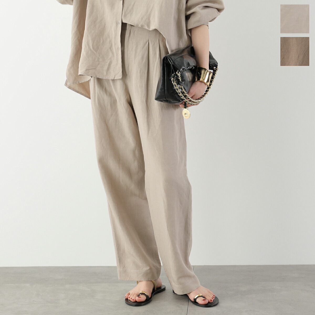 marmors マルモア タックパンツ 2tuck easy pants 0226103010 レディース リネンブレンド イージーパンツ セットアップ可能 カラー2色