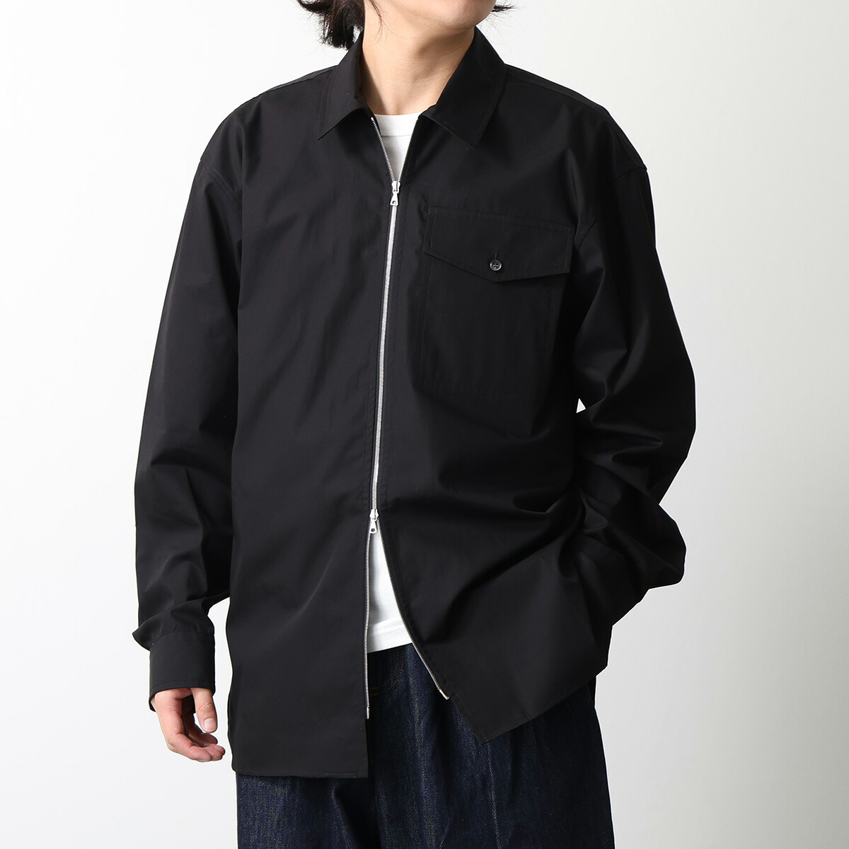 DRIES VAN NOTEN ドリスヴァンノッテン シャツ CROOMSON クルームソン 020773 3293 メンズ 長袖 コットン ジップアップ 900/BLACK