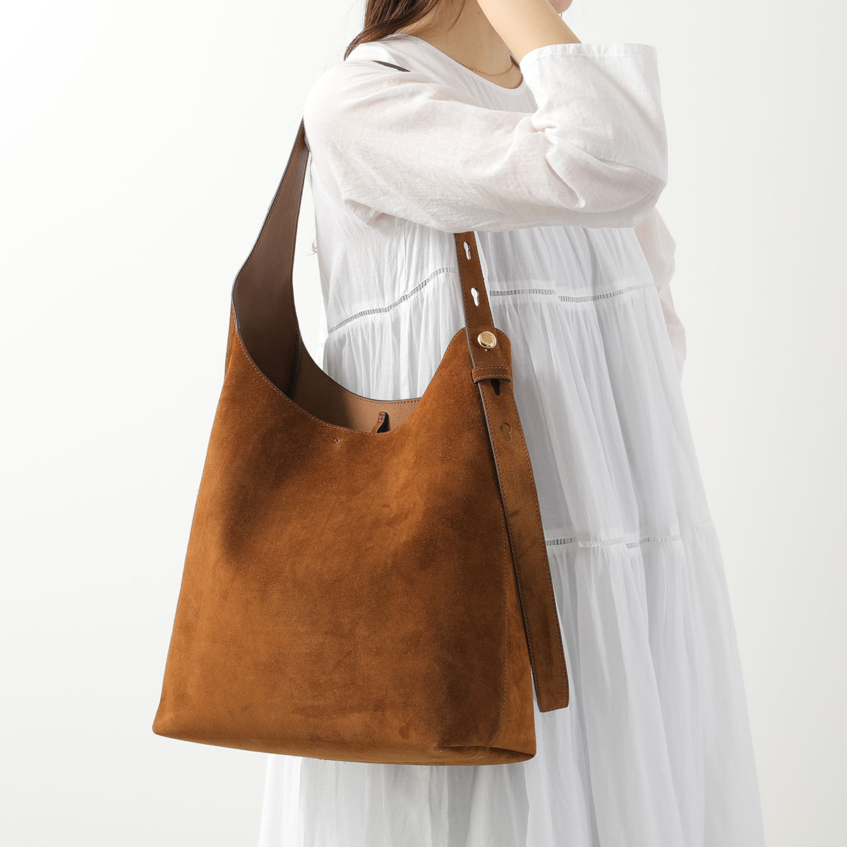 TORY BURCH トリーバーチ ホーボーバッグ Romy ロミー 175320 レディース スエード レザー ショルダーバッグ 鞄 200 CARAMEL｜インポートセレクトmusee