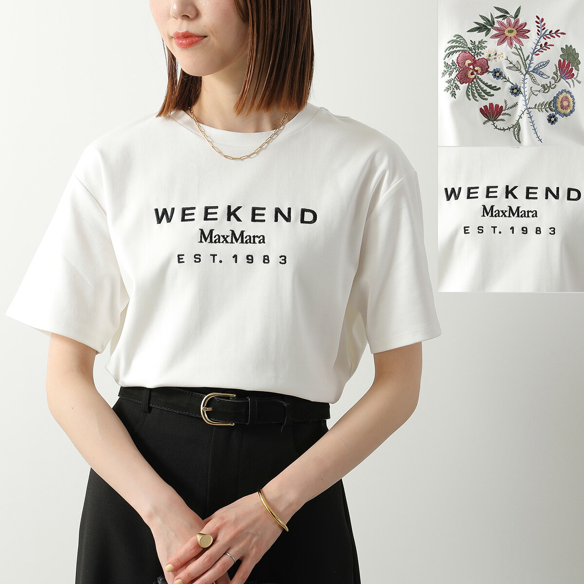 WEEKEND MAX MARA ウィークエンド マックスマーラ Tシャツ SABATO サバト レディース コットン ジャージー ロゴ 刺繍 カットソー クルーネック 半袖｜インポートセレクトmusee 14,760円