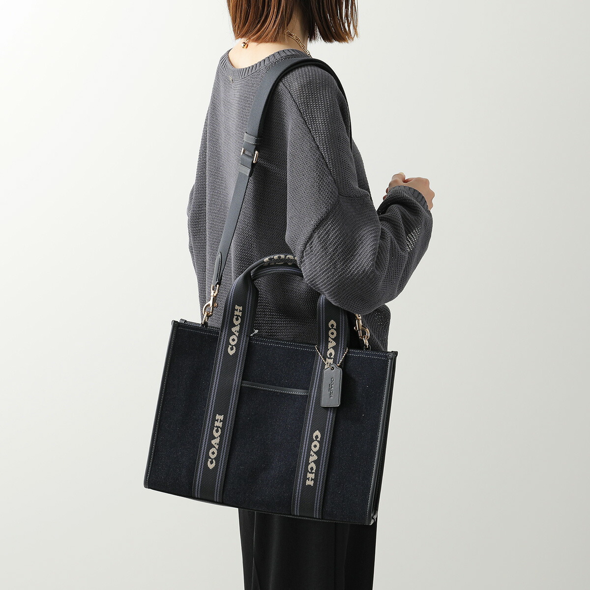 COACH コーチ トートバッグ SMTH スミス CCL68 レディース デニム スムースレザー ロゴ ショルダーバッグ 鞄