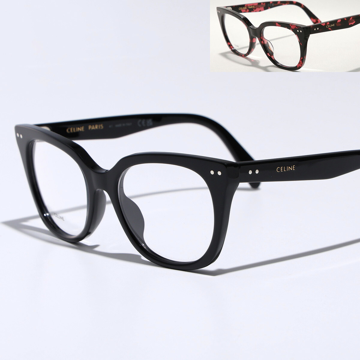 CELINE セリーヌ メガネ CL50116I レディース ウエリントン型 スクエア セルフレーム フルリム ロゴ アイウェア 黒縁 めがね 眼鏡 伊達メガネ【dc_kikaku】|インポートセレクトmusee
