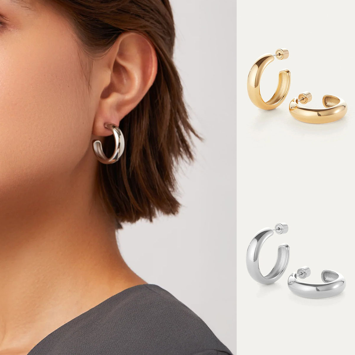 【最大2万円OFFクーポン対象・4/18～4/20限定】JENNY BIRD ジェニーバード フープピアス Staple Hoops Medium JB3420-HPG JB3420-RH レディース ロゴ 刻印 アクセサリー