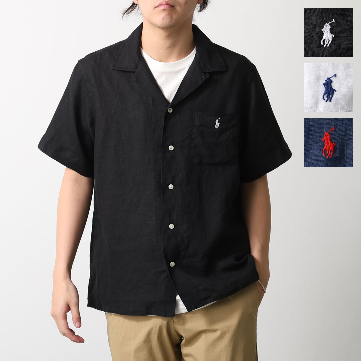 Polo Ralph Lauren ポロラルフローレン キャンプシャツ 710966421 メンズ クラシック フィット リネン 半袖 ポニー刺繍