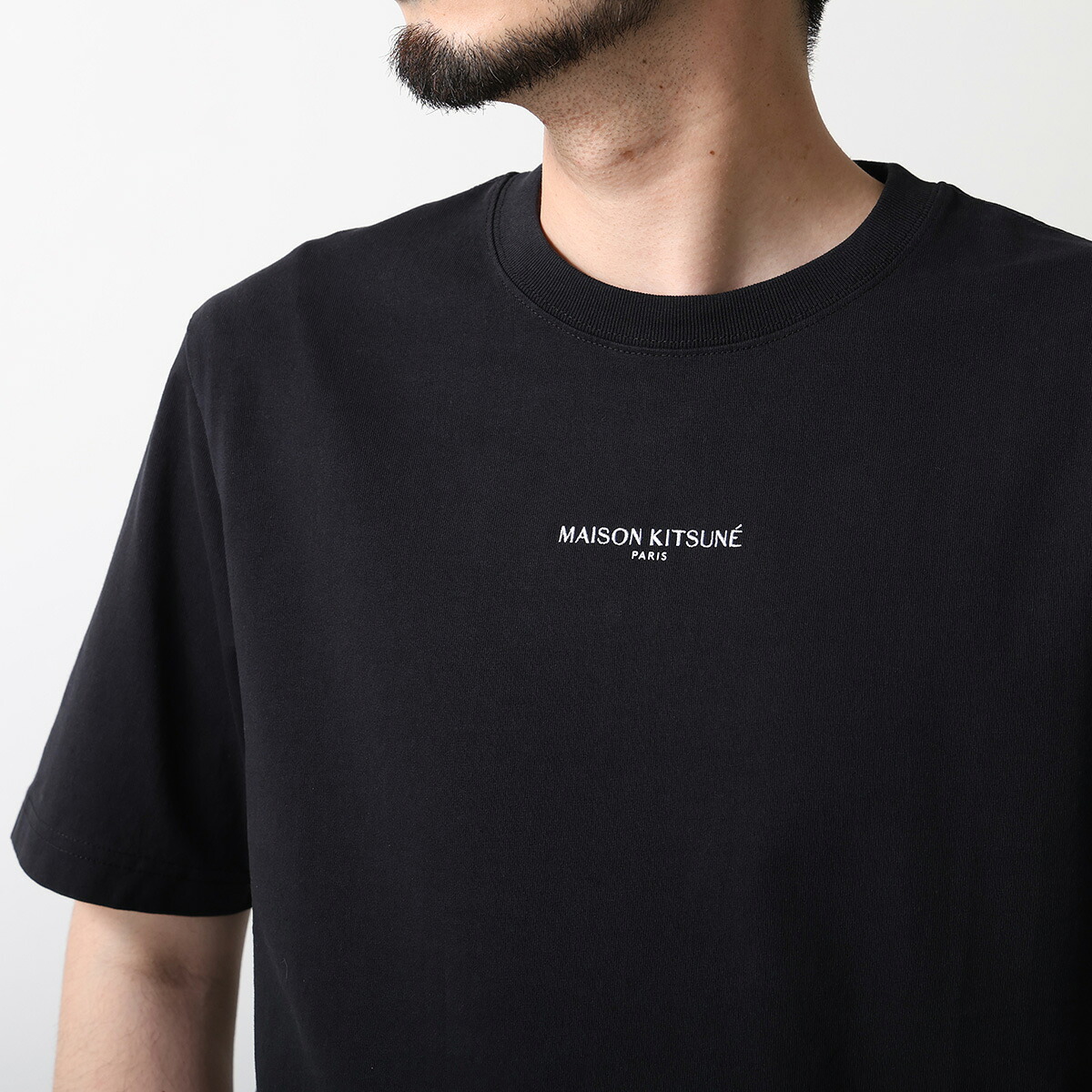 MAISON KITSUNE メゾンキツネ Tシャツ PARIS パリ コンフォート QM00100KJ7025 メンズ 半袖 カットソー クルーネック コットン ロゴ 刺繍 P199|インポートセレクトmusee