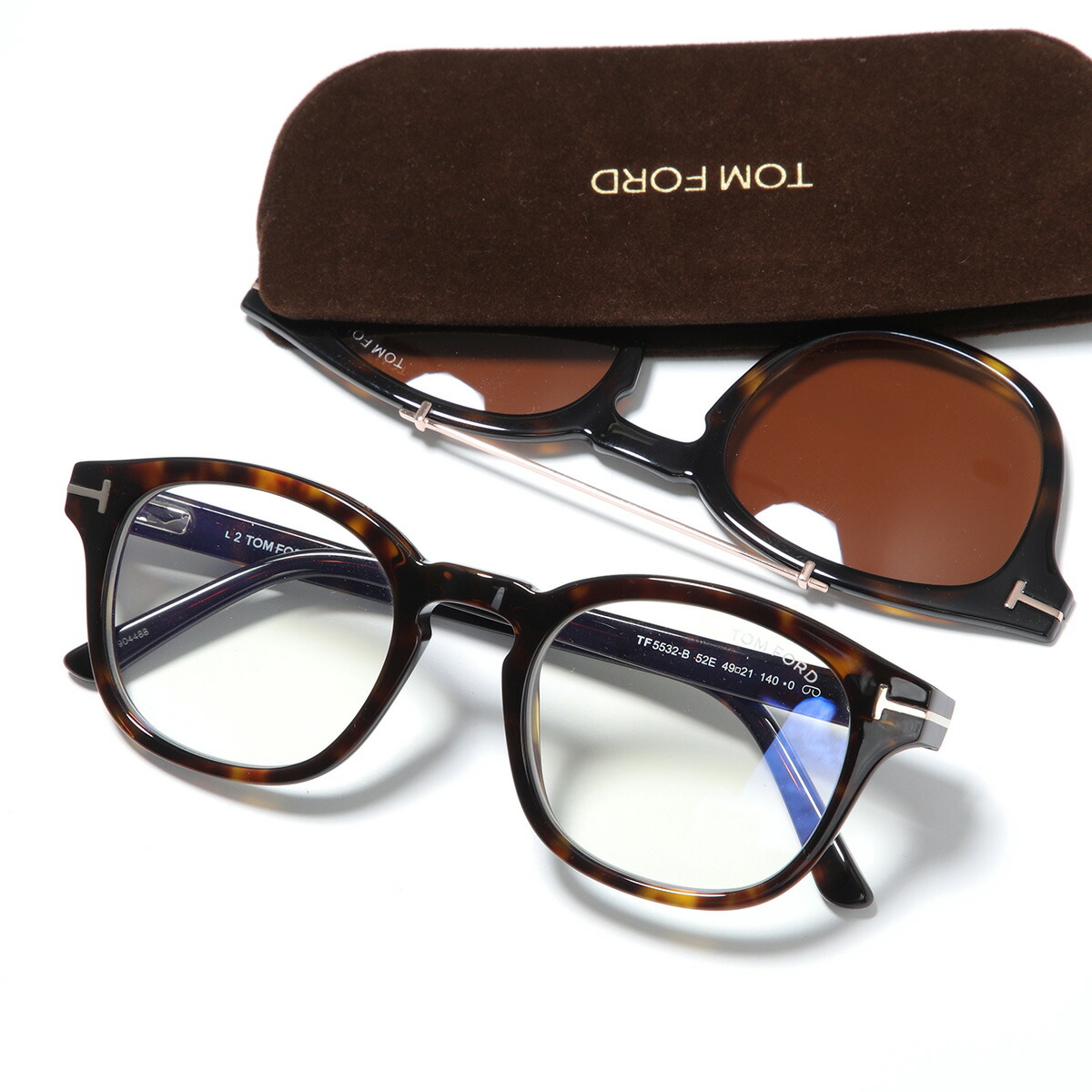 TOM FORD トムフォード メガネ TF5532-B FT5532-B メンズ クリップオンサングラス バネ蝶番 ウェリントン型 ブルーライトカット ダブルブリッジ セルフレーム フルリム 52E【dc_kikaku】｜インポートセレクトmusee