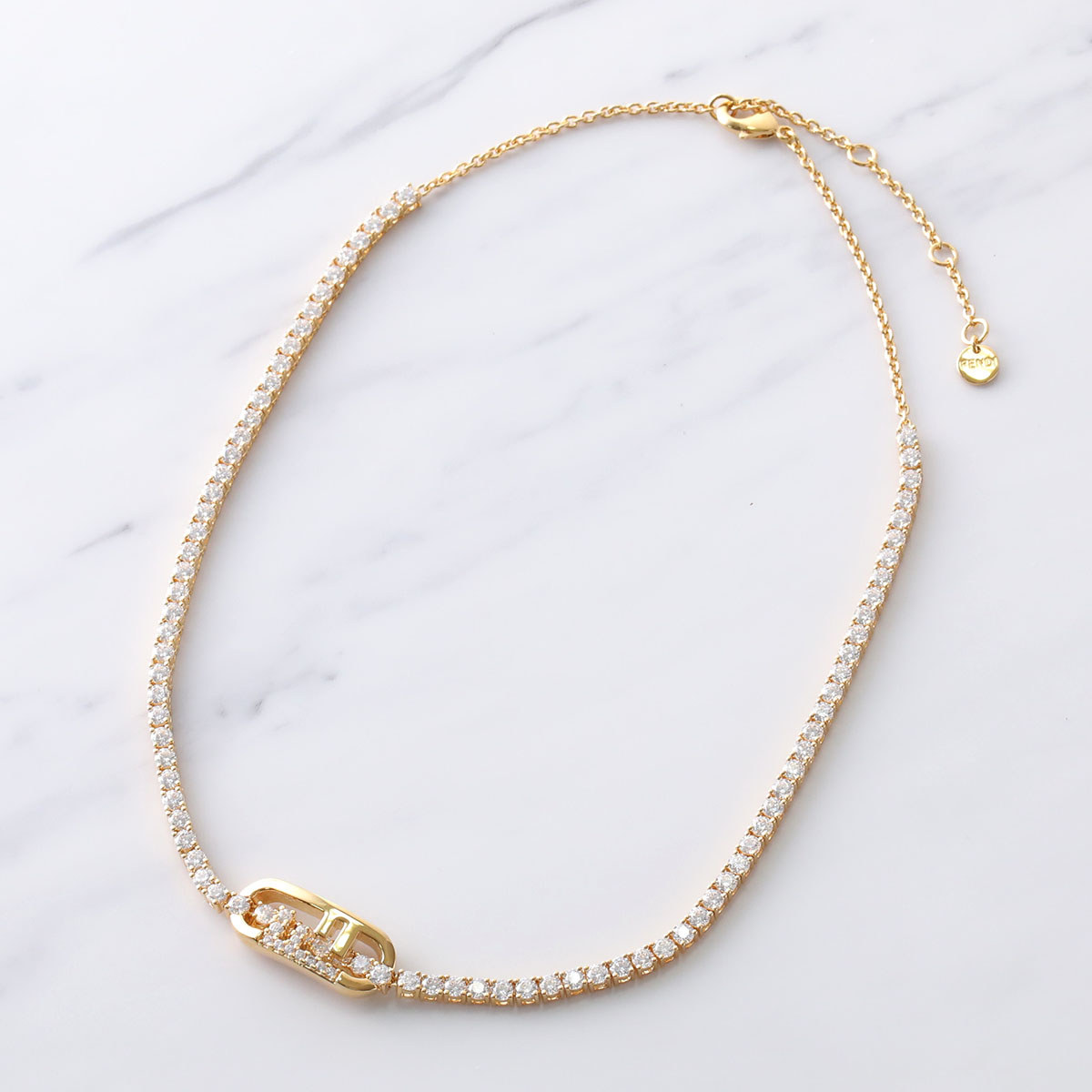 FENDI フェンディ ネックレス OLOCK オーロック 8AL188 ATEP レディース クリスタル装飾 ペンダント アクセサリー F089U/SOFT-GOLD+CRYSTAL 8AL188ATEPF089U|インポートセレクトmusee