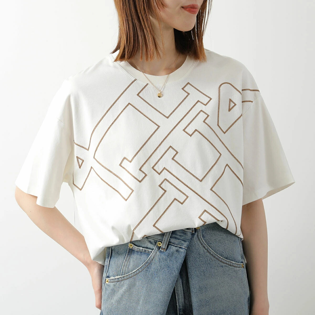 HERNO ヘルノ Tシャツ JG000306D 52131 レディース 刺繍 ロゴ 半袖 クルーネック 1021|インポートセレクトmusee